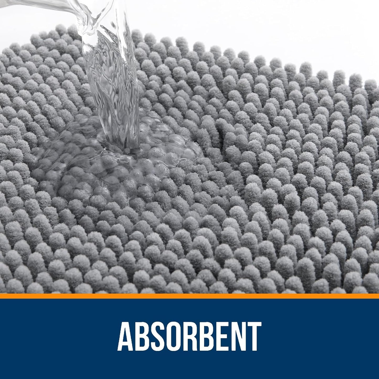 OLANLY Bathroom Rugs 47x17, Extra Soft Absorbent Chenille Bath Rugs, Rubber Backing Quick Dry, Machine Washable Bath Mats for Bathroom Floor, Tub and Shower, Home Decor Accessories, Grey