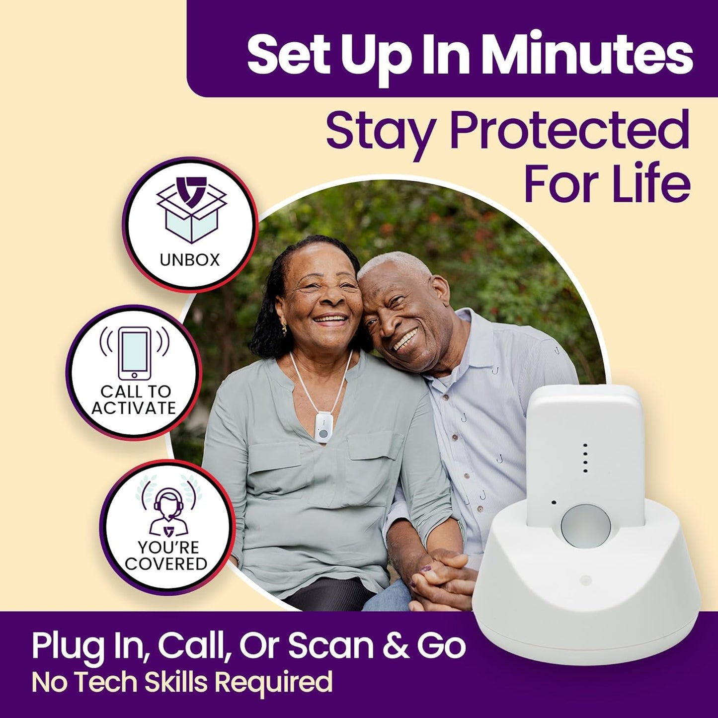 Medical Guardian MGMini | Medical Alert Device for Seniors | Water-Resistant, Emergency Call Button, 24/7 Monitoring, Step Counter, GPS Tracking | Monthly Subscription Required | Pearl