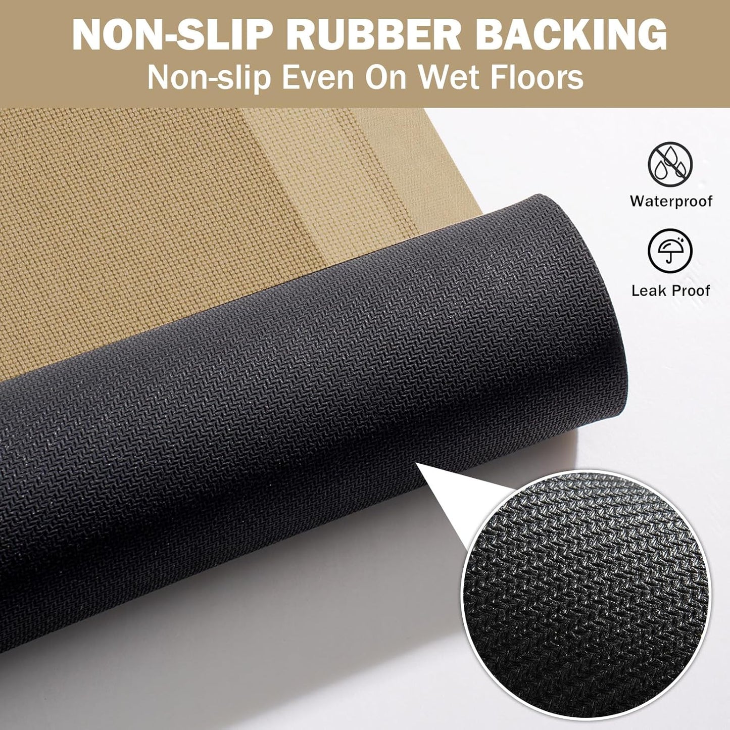 Non Slip Bath Mat, Rubber Backing Ultra Thin Bathroom Rugs Fit Under Door Quick Dry Super Absorbent Washable Bath Rug Shower Mat for Bathroom Floor Bathtub Shower Sink, Easy Care Brown 20"x 32"