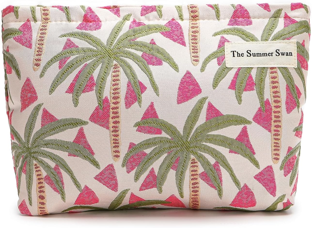 The Summer Swan | Large Aesthetic Makeup Bag | Floral Makeup Bag | Mid-day Clutch | Period Kit Bag | Hygiene Bag | Skincare Bag | Cute Makeup Bag
