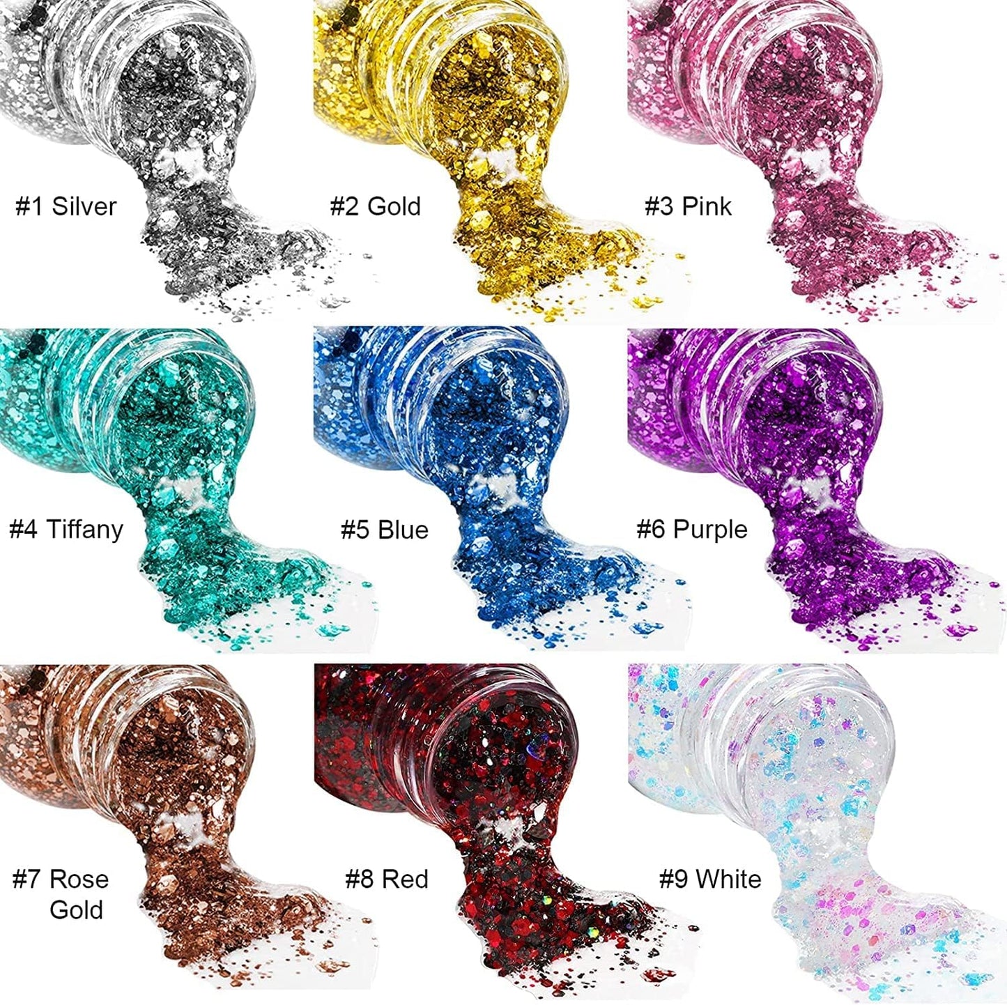 MAEPEOR Chunky Face Body Glitter Gel 19 Colors Mermaid Sequins Holographic Body Glitter Gel Long-Lasting Festival Makeup Glitter Paint for Face Body Hair Nails (30g, 08 Red)