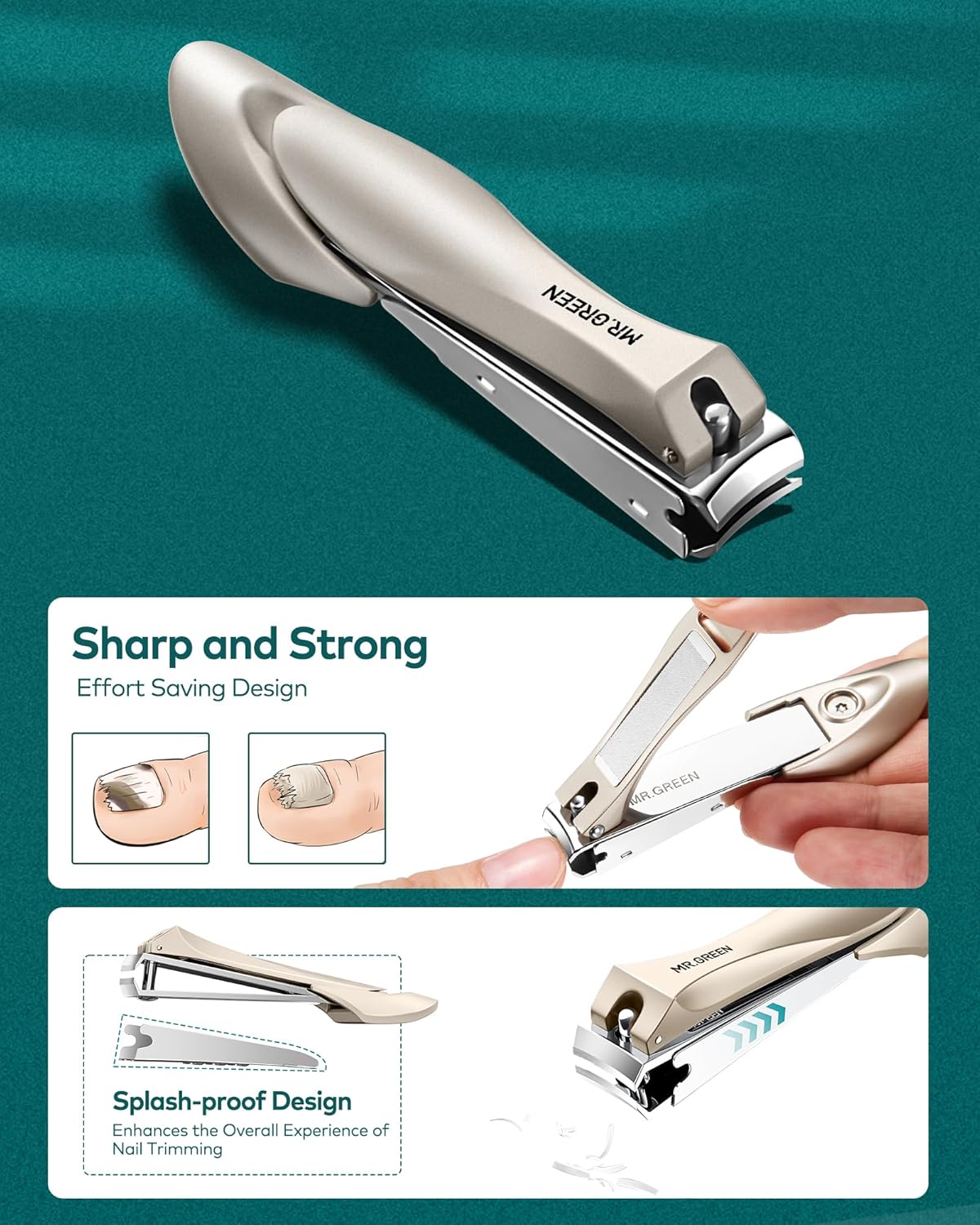 MR.GREEN 8-in-1 Manicure Set– Professional German Stainless Steel Nail Care Kit with Splash-Proof Nail Clippers, Toenail Clippers, Cuticle Tools, Travel Grooming Kit for Men & Women with Leather Case