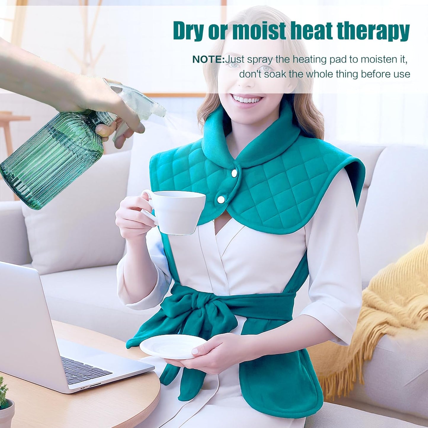 Weighted Heating Pad for Back Pain Relief,Holiday Gifts for Women Men Parents Wife,Heating Pad for Neck and Shoulders and Back,Machine Washable (Turquoise)