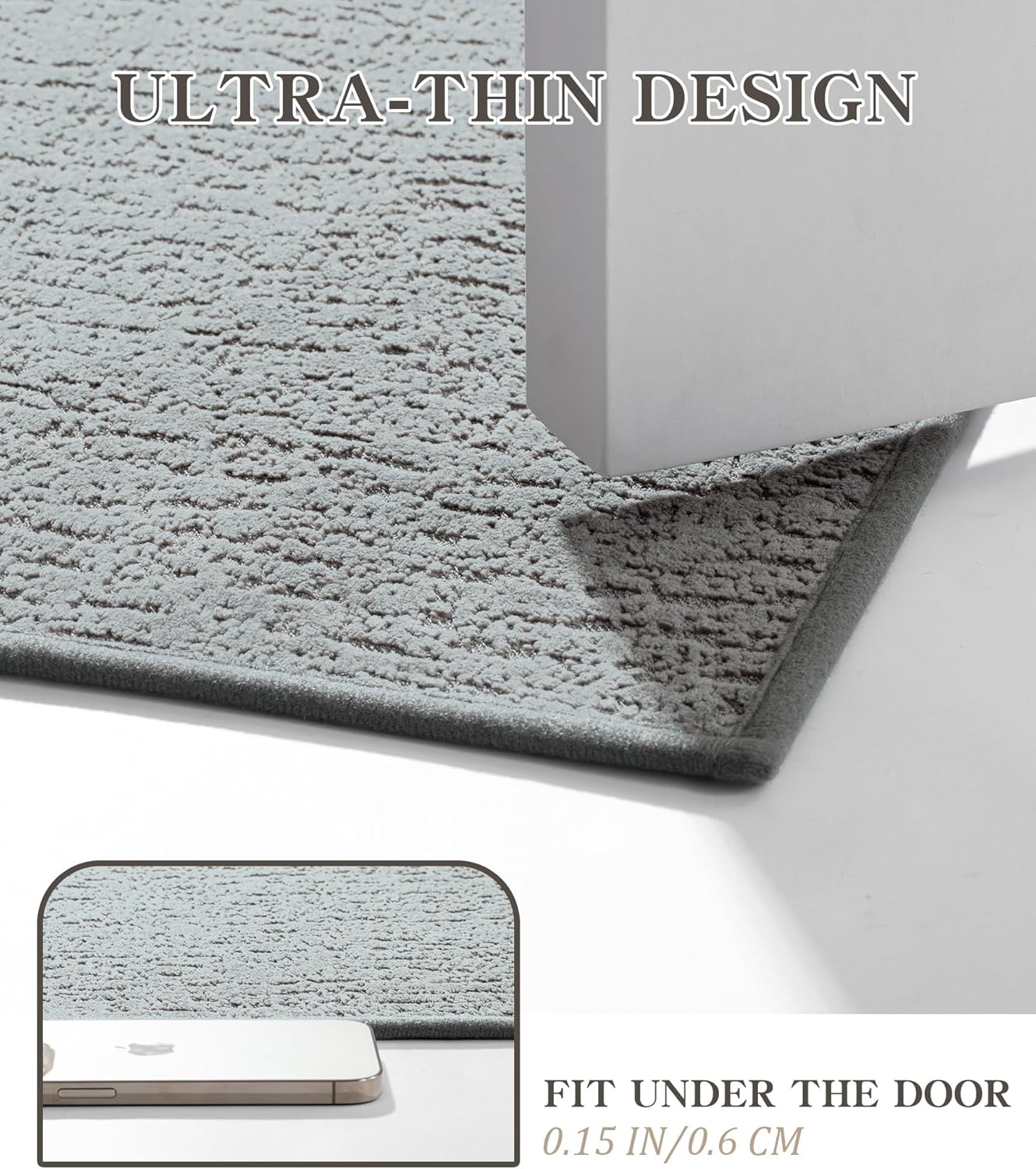 chakme Bathroom Rug Sets 3 Piece, Ultra Thin Bath Mat Quick Dry Bath Mat Set, Absorbent Bath Mat for Bathroom Non Slip Machine Washable, (Light Grey, 3 Piece)