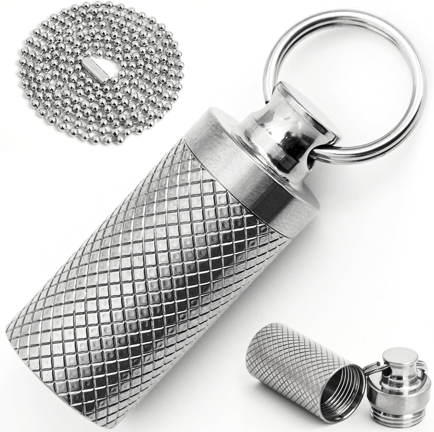 Titanium Keychain Pill Holder Container,Waterproof Portable Pill Box Case for Purse or Pocket, Pill Fob Medicine Organizer for Outdoor Travel Camping（1pc）