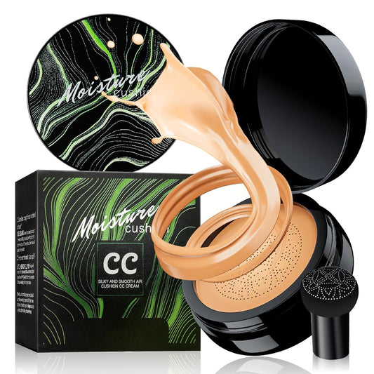Air Cushion CC Cream Mushroom Head Foundation - Moisturizing BB Creams Foundation, Long-Lasting Waterproof Matte Concealer for Even Skin Tone (Medium Deep, 1 PCS)