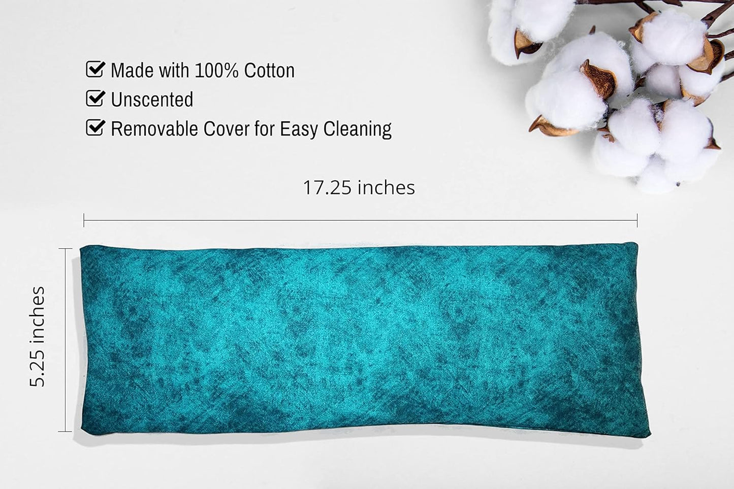 Microwavable Corn Filled Heating Pad and Cold Pack/Washable 100% Cotton Cover (Etched - Dark Jade, 5.25in W x 17.25in L)