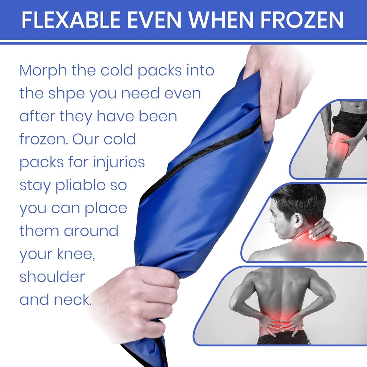 Rester's Choice Gel Cold & Hot Packs (2-Piece Set) Medium 5x10 in. Reusable Warm or Ice Packs for Injuries, Hip, Shoulder, Knee, Back Pain – Hot & Cold Compress for Swelling, Bruises, Surgery