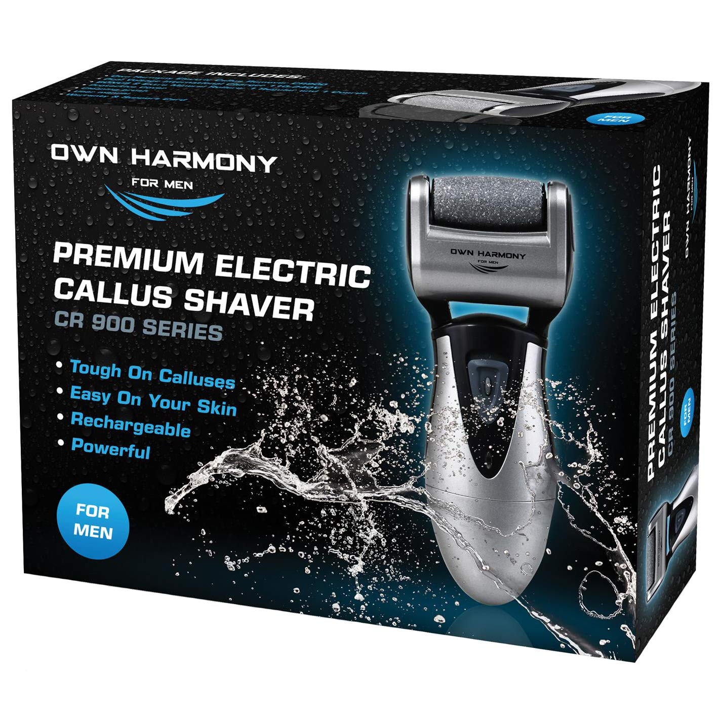 Electric Callus Remover: Rechargeable Electronic Foot File CR900 by Own Harmony(Tested Most Powerful) Best Pedicure Tools w 3 Rollers Professional Pedi Feet Care Sander for Cracked Heels and Hard Skin
