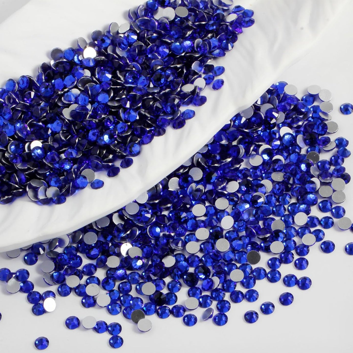 3000PCS SS8 Flatback Rhinestones | 12-Facet Diamond-Cut Glass Gems for Nail Art, Clothing, DIY Crafts |Glue-On Decoration Stones with Silver Backing(Sapphire)