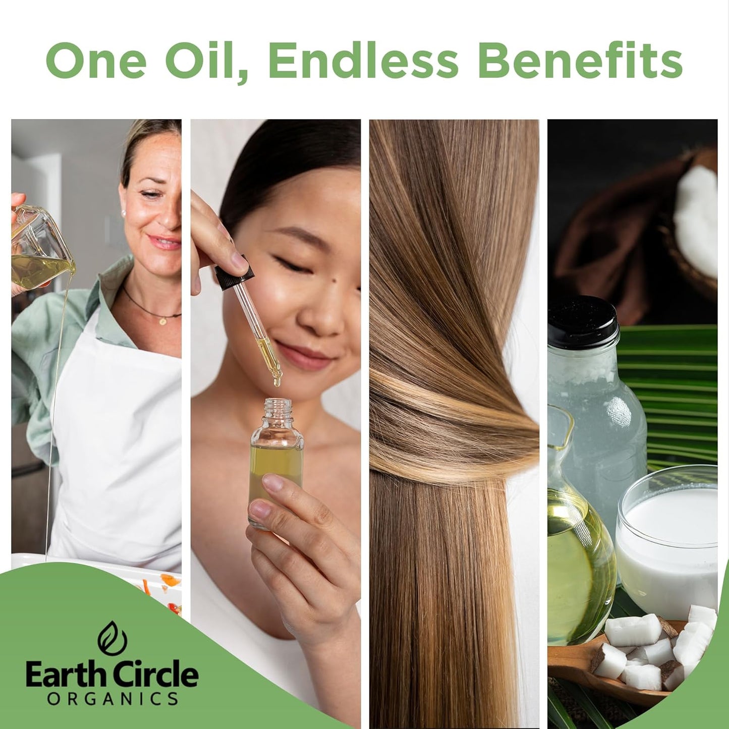 Earth Circle Organics Premium Ultra Pure Extra Virgin Organic Coconut Oil, Cold Pressed, Baking, Smoothies, Skin & Hair Care, Gluten-Free, Keto & Paleo Friendly (32 Ounce Unrefined)