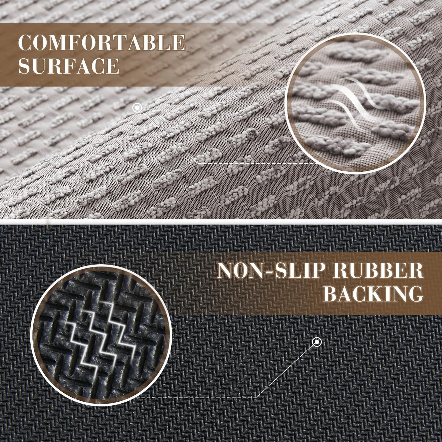 RESARE Non Slip Bath Mat - Machine Washable Bathroom Rug, Super Absorbent, Quick Dry, Ultra Soft, 17"x24", Light Grey