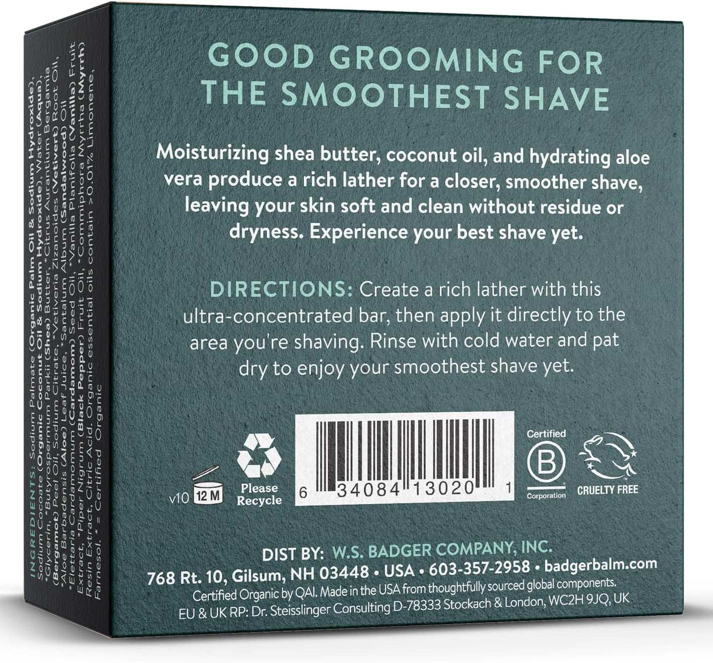 Badger Shaving Soap Puck, Organic Moisturizing Shave Soap Bar, Rich Lasting Lather, Light Natural Scent, Plastic Free & Vegan Shave Soap for Men & Women, 3.15 oz Bar