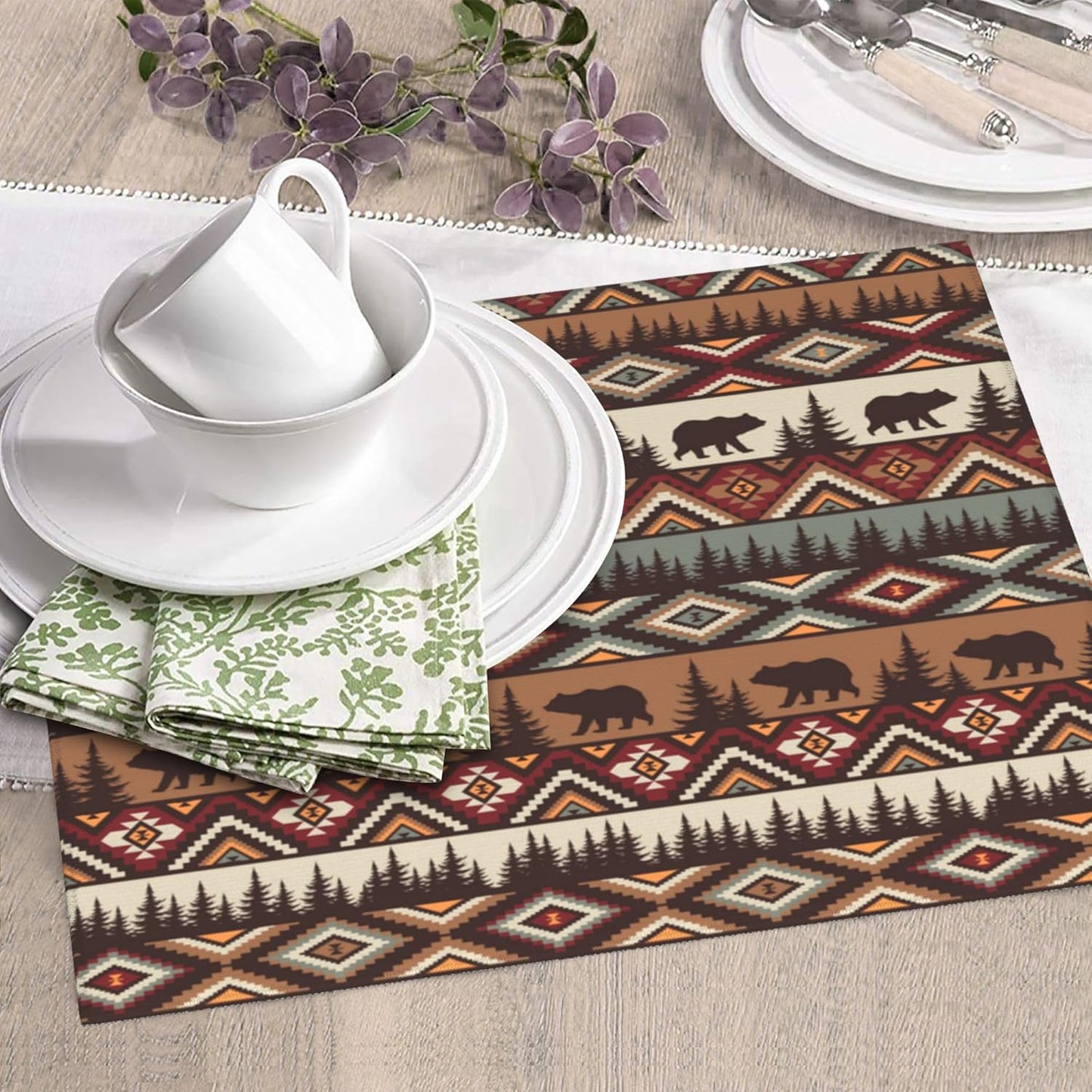 Vintage Rustic Dish Drying Mat for Kitchen Counter Bear Mountain Dish Drainer Rack Mats 16x18 Inch Absorbent Reversible Drying Pad Black