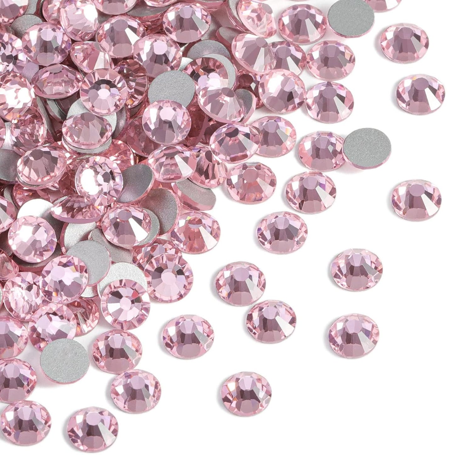 beadsland 288 Piece Flat Back Crystal Rhinestones Round Gems, Light Pink (SS30(6.3-6.5mm))