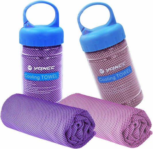 YQXCC Cooling Towel | 2 Pack 47"x12" | Ice Cool for Neck | Soft Breathable Microfiber Chilly | for Yoga, Golf, Gym, Camping, Running, Workout & More Activities