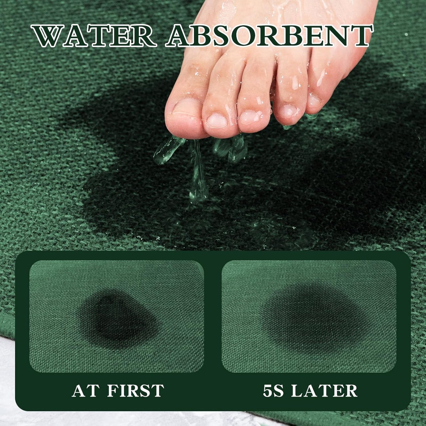 chakme Bathroom Rugs Mat 47x17, Ultra Thin Non Slip Bath Mats Runner Quick Dry Absorbent Bath Mat for Bathroom Floor, (Green, 47"x17")