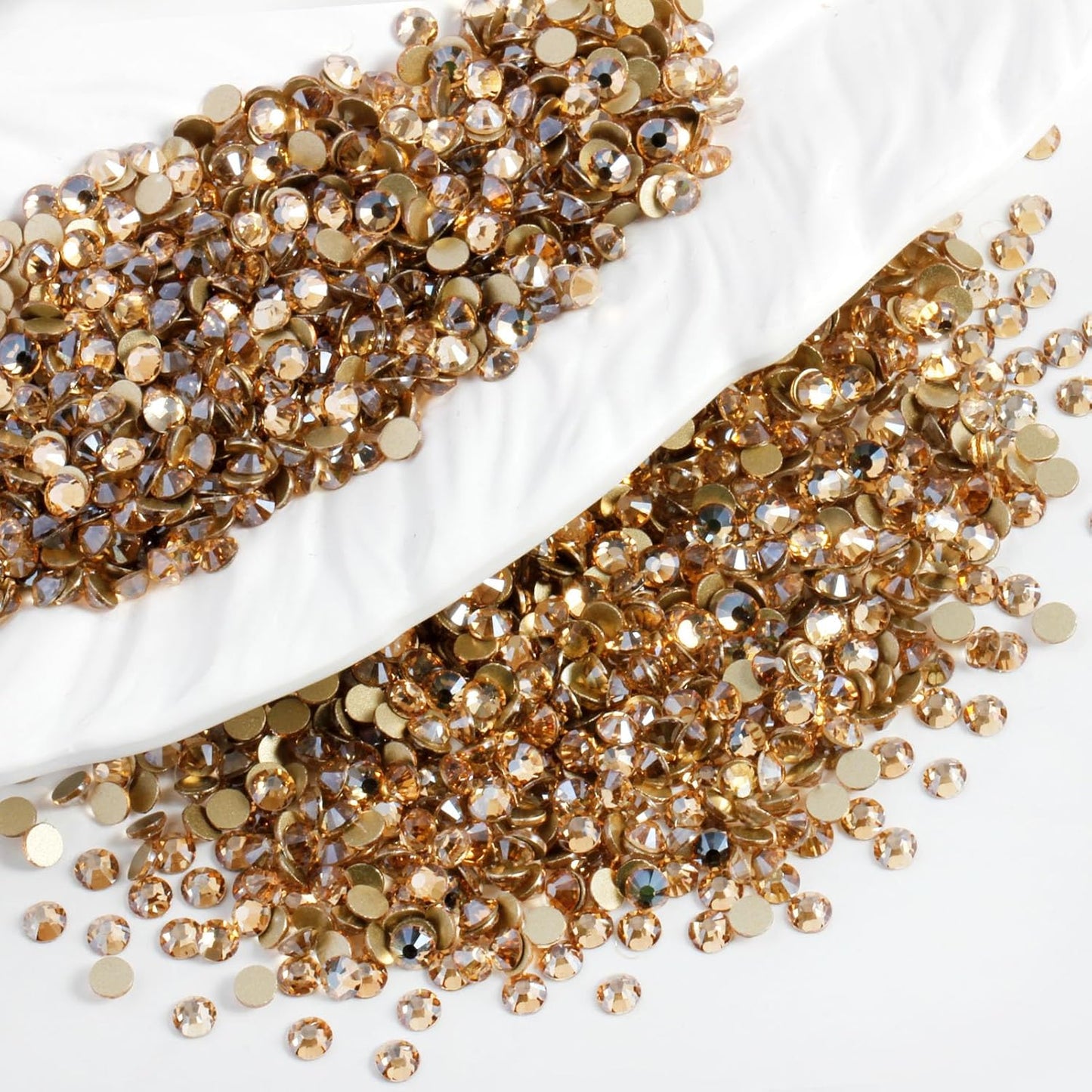 2000 PCS SS16 Flatback Rhinestones,12-Facet Diamond-Cut Glass Gems for Nail Art,Clothing,DIY Crafts,Glue-On Decoration Stones with Silver Backing,Golden Shadow