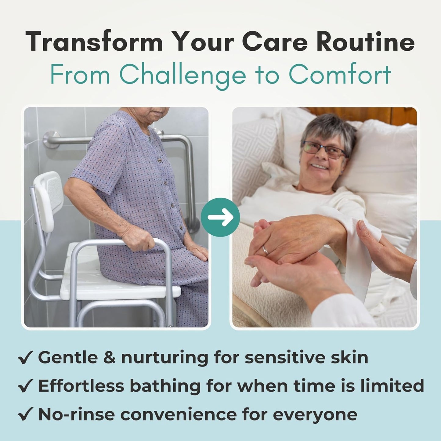 Nurture XL Ultra Thick Body Wipes for Adults w/Aloe | 120 Extra Large Disposable Cloth Wet Cleansing No Rinse Bathing Washcloths, Waterless Shower | Bath Wipe for Women, Men & Elderly