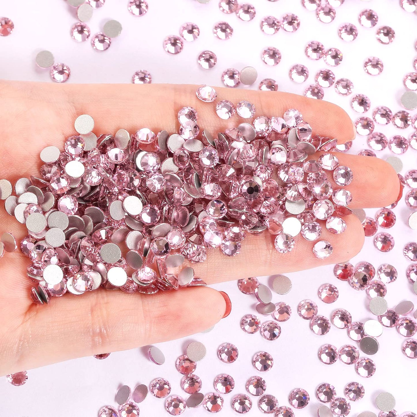 1440Pcs Light Pink Crystal Rhinestones,Glass Flatback Rhinestones Gemstones for Nail Face Makeup Art Crafts Clothes Decoration - (SS20,4.8mm,Light Pink)