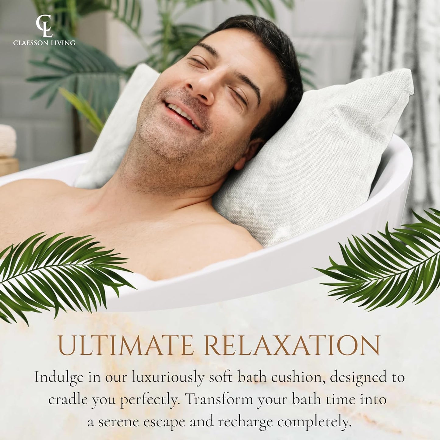 Luxury Bath Pillow for Tub - Thick and Comfortable Bathtub Pillow Support for Head and Neck and Back - Washable Quick-Drying Bath Pillows - Bath Cushion for Home Spa - Fits Any Bathtub - White