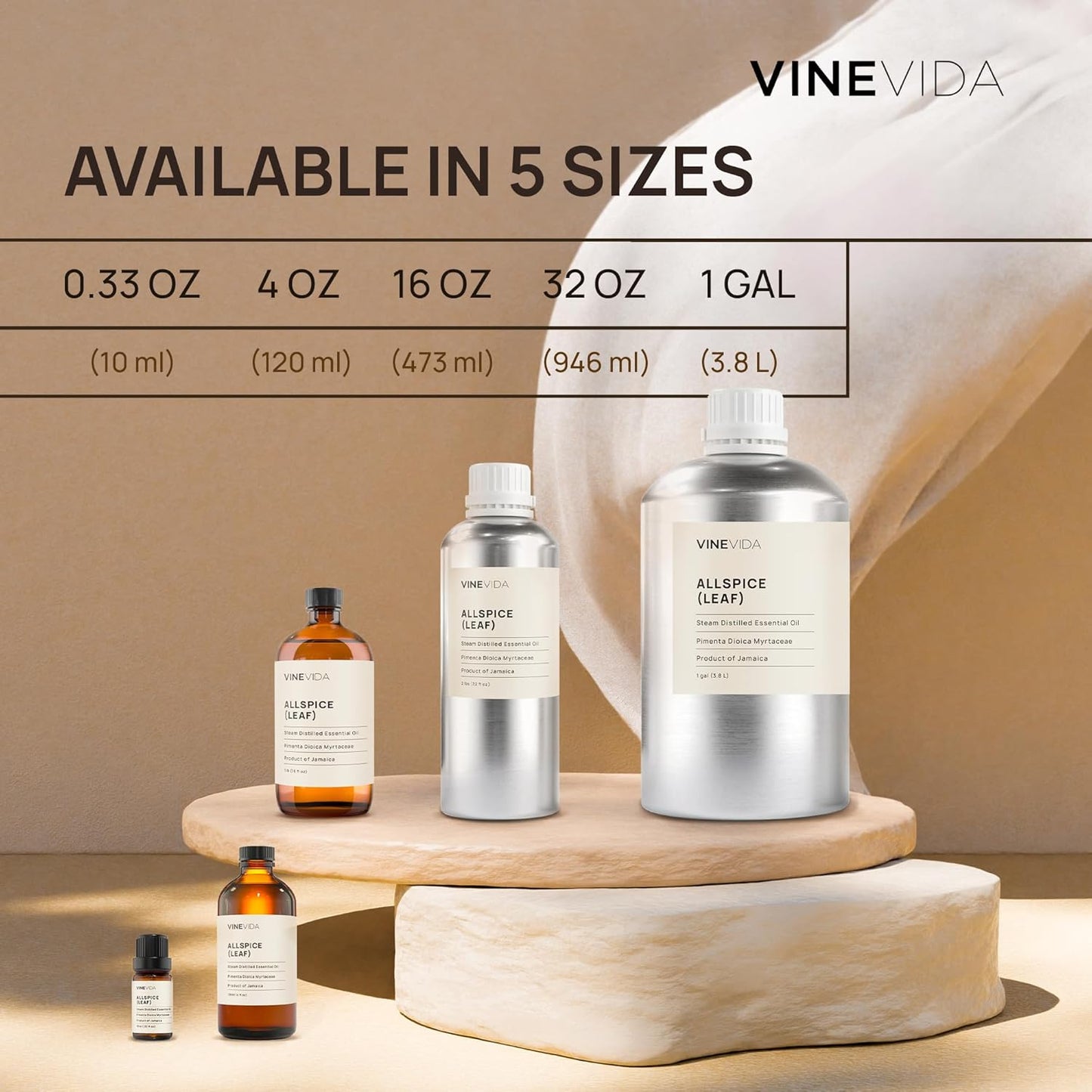 VINEVIDA Sweet Basil Essential Oil 4 oz - Undiluted Oil - DIY Candle Scents - Bulk Oil for Soap Making - Safe for Skin