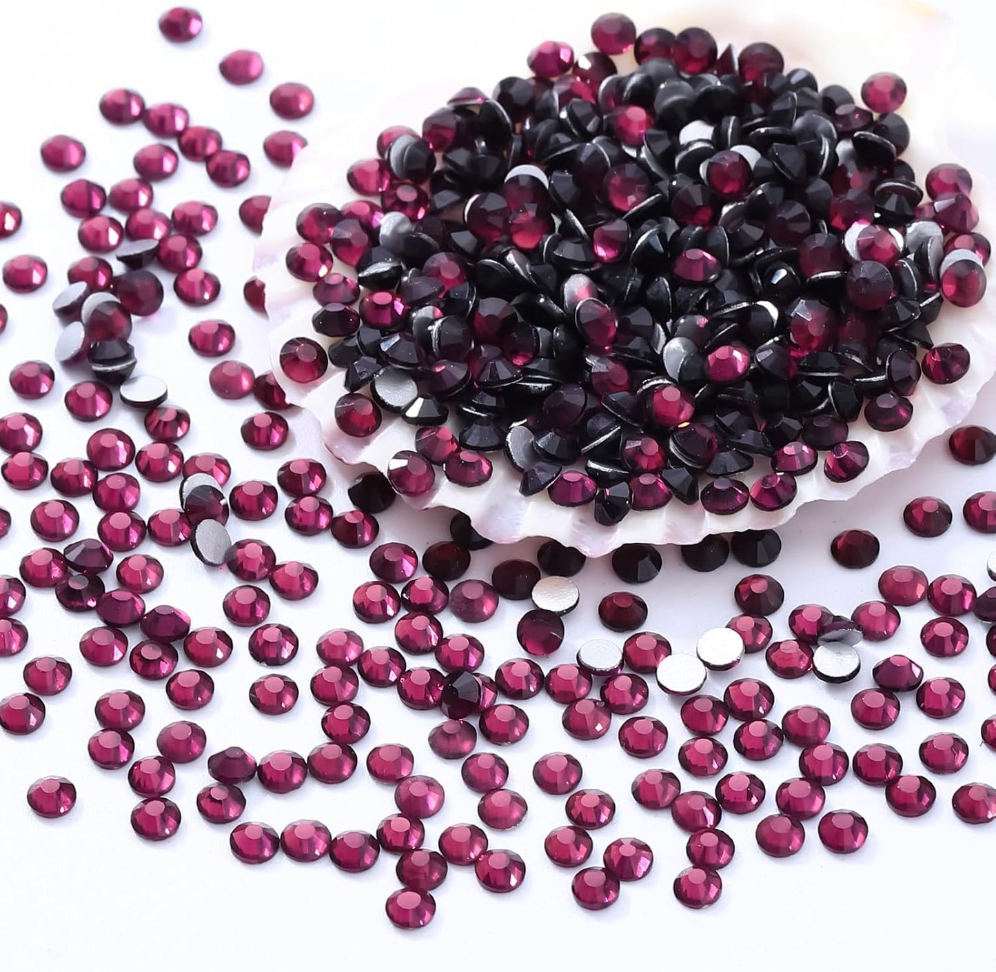 Purple Flatback Rhinestones, Glass Rhinestones for Nail Art and Craft, Glue Fix, Loose Crystal Gemstones(Purple, SS8, 1440pcs, 2.3-2.5mm)