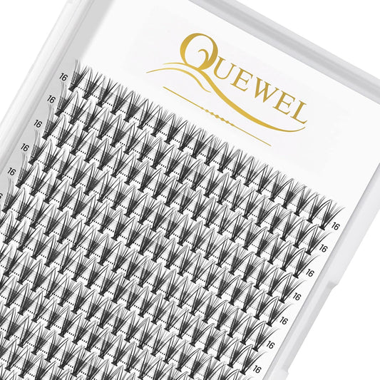 QUEWEL Cluster Lashes 240Pcs Individual Lashes 20D 0.07D Curl 16mm Knot-Free Lash Extensions Clusters Lashes Soft&Natural False Eyelashes Individual DIY Eyelash Extension at Home(20D 0.07D 16)