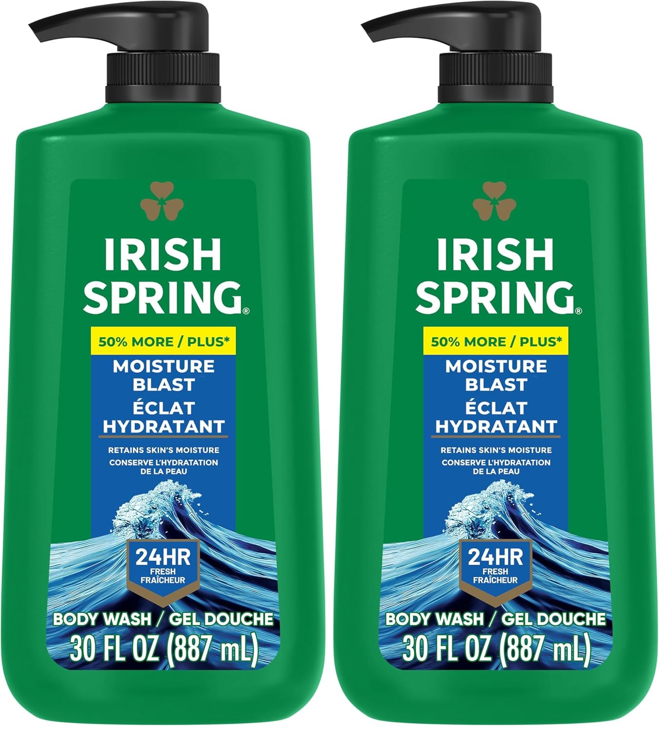 Irish Spring Moisture Blast Body Wash, 30 Oz Pump (Pack of 2)