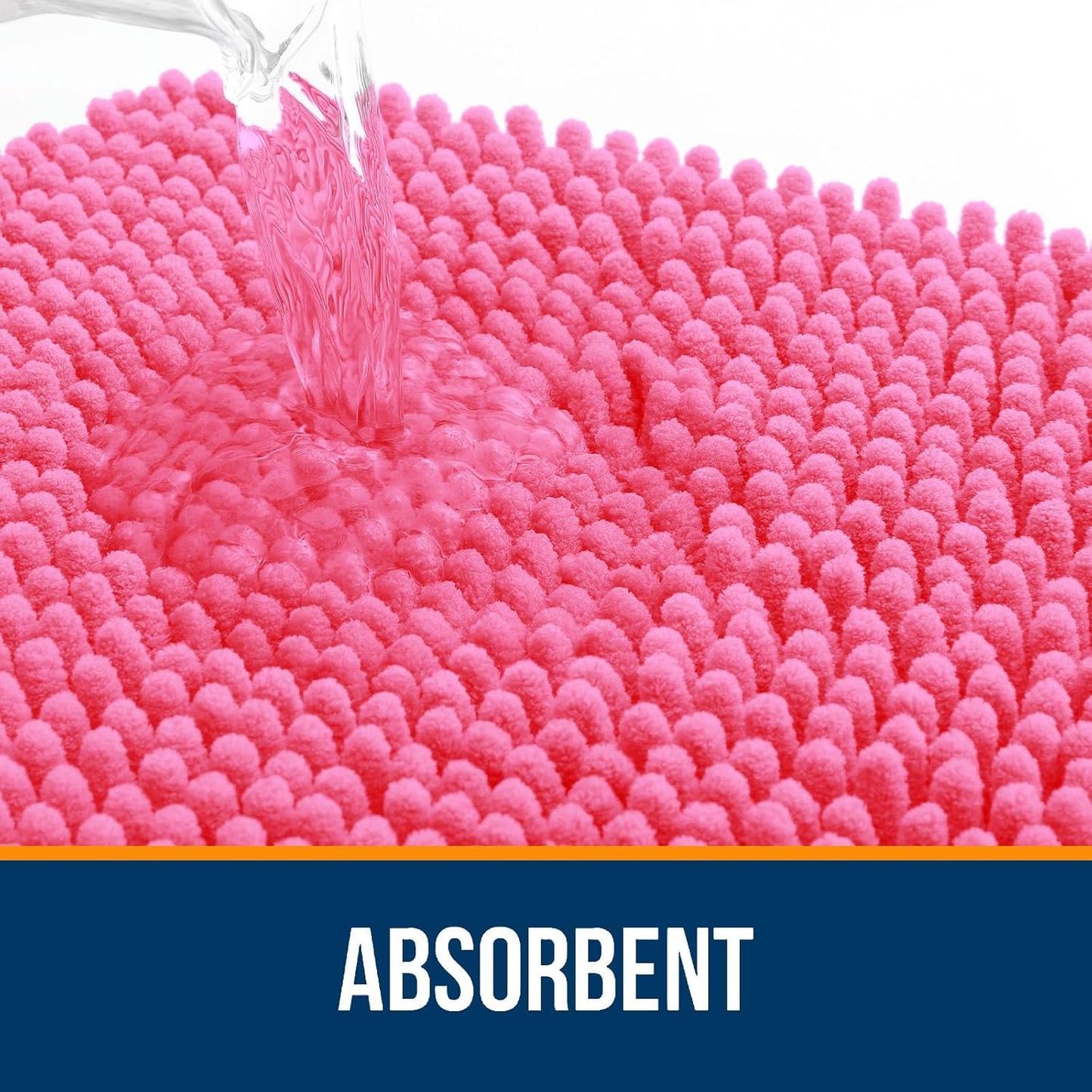 OLANLY Bathroom Rugs 59x24, Extra Soft Absorbent Chenille Bath Rugs, Rubber Backing Quick Dry, Machine Washable Bath Mats for Bathroom Floor, Tub and Shower, Home Decor Accessories, Hot Pink