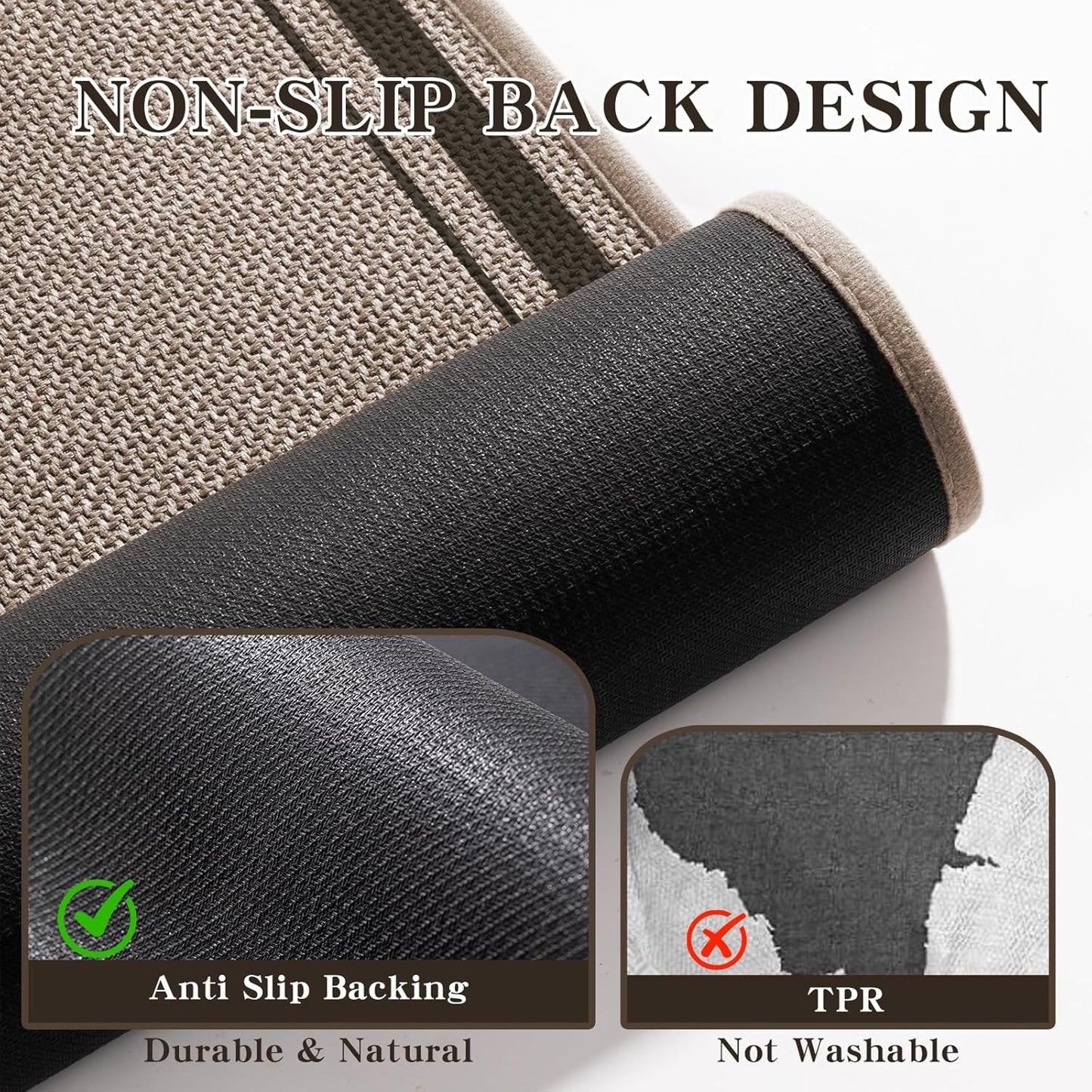 chakme Bathroom Rugs Mat 32x17, Ultra Thin Non Slip Bath Mat Quick Dry Absorbent Bath Mat for Bathroom Floor, (Dark Beige, 32"x17")