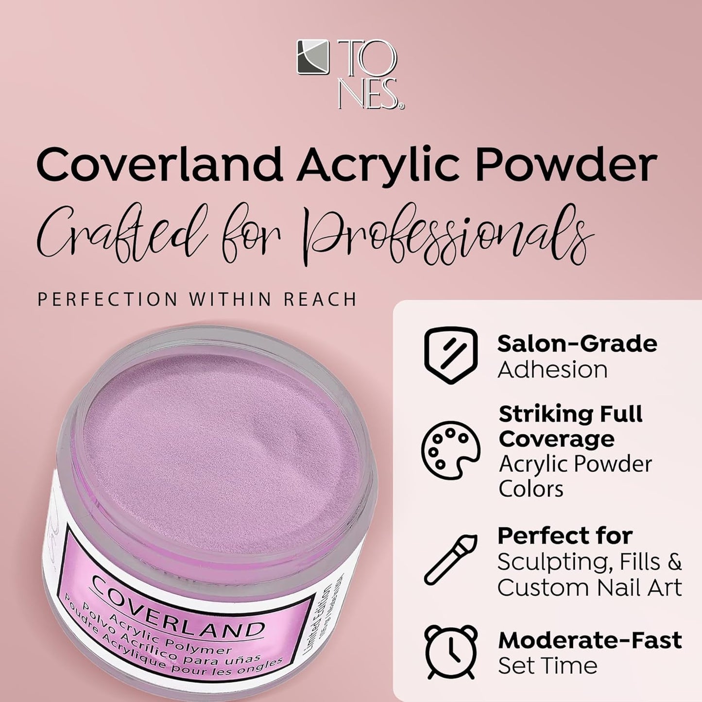 Tones Coverland Acrylic Nail Powder "I'm Alive" - Limited Edition Acrylic Powder for Nail Design, Sculpting, and Masking Nail Bed Imperfections - Professional Acrylic Nail Supplies - (1.5 Oz)