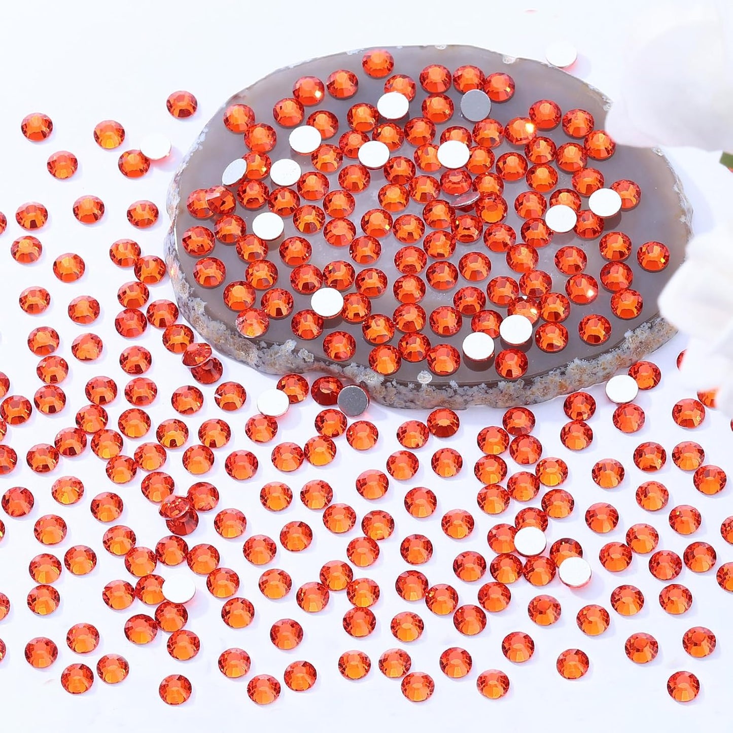 Hyacinth Flatback Rhinestones, Glass Rhinestones for Nail Art and Craft, Glue Fix, Loose Crystal Gemstones(Orange, SS20, 2880pcs, 4.6-4.8mm)