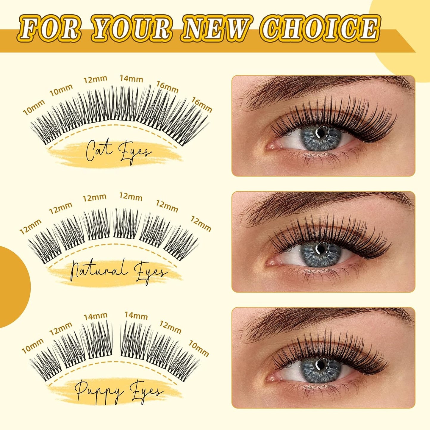 Eyelash Cluster 10-18mm Wispy Eyelash Clusters D Curl DIY Lash Extension Natural Lash Clusters Individual Lashes (LF05 Lashes Only)