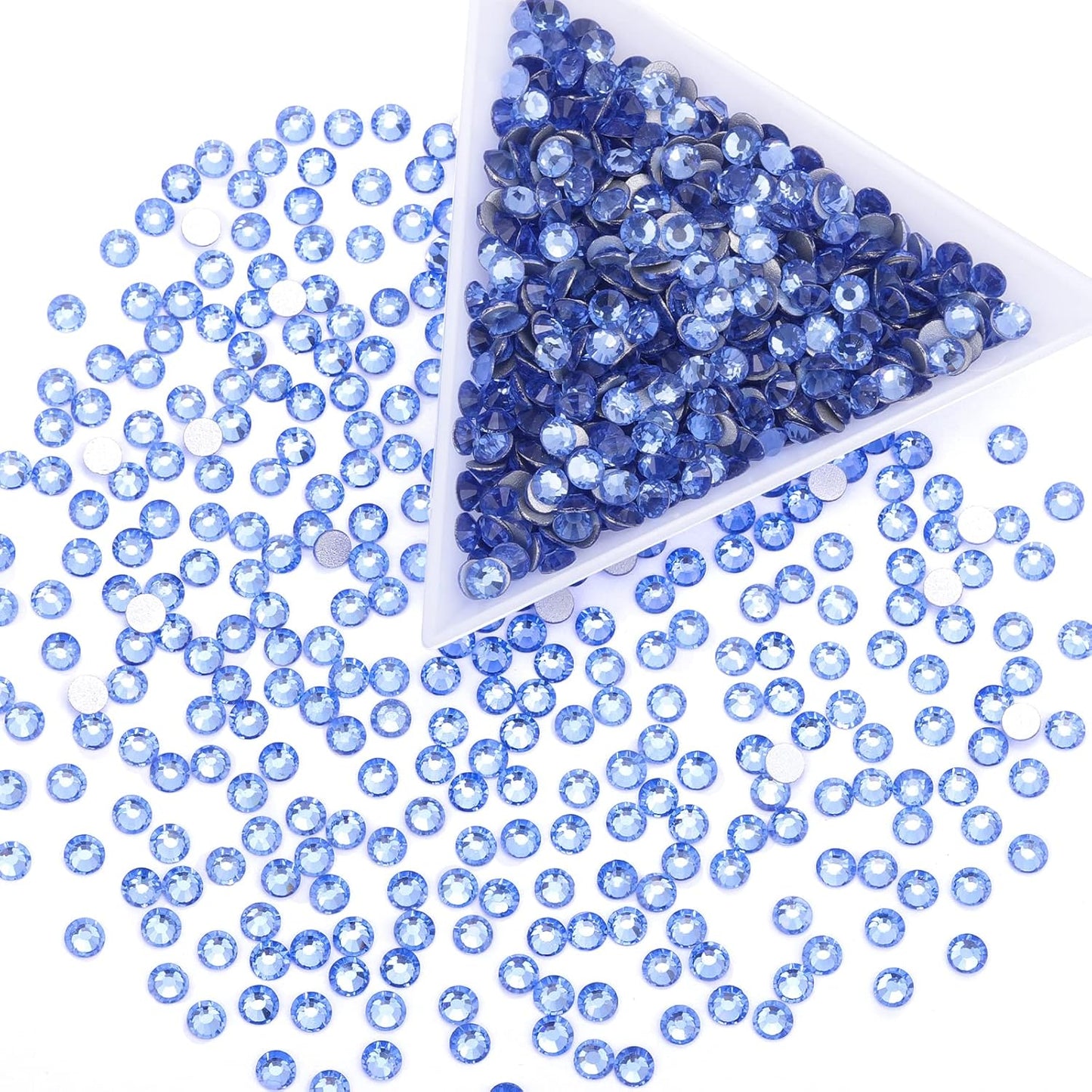 3000Pcs Light Blue Crystal Rhinestones,Glass Flatback Rhinestones Gemstones Mini for Nail Face Makeup Art Crafts Clothes Decoration - (SS10,2.8mm,Light Blue)