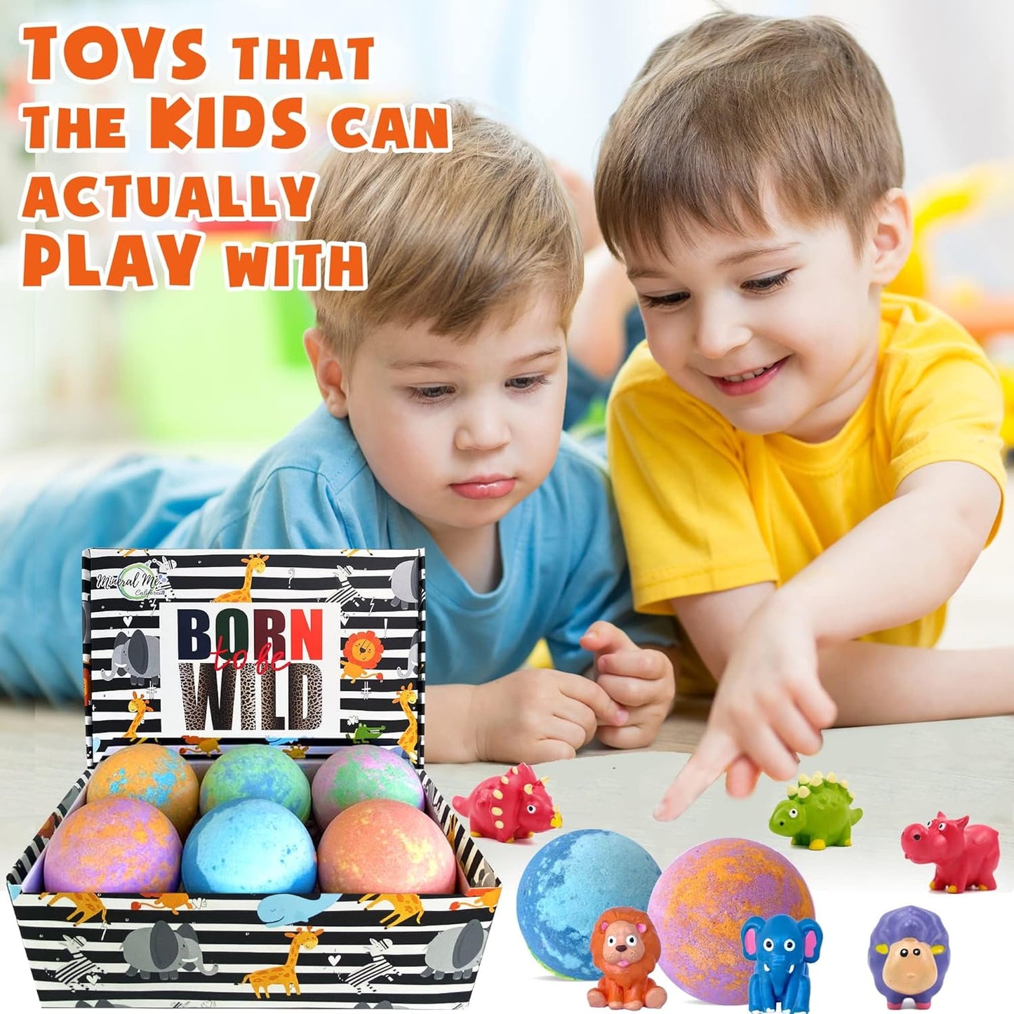 Bath Bombs for Kids with Surprise Inside - Organic Bath Fizzies with Toys Inside. All Natural, Gentle, and Kids Safe, Rainbow Spa Bath Fizz Balls, Birthday Gifts for Boys, Toddlers, Baby