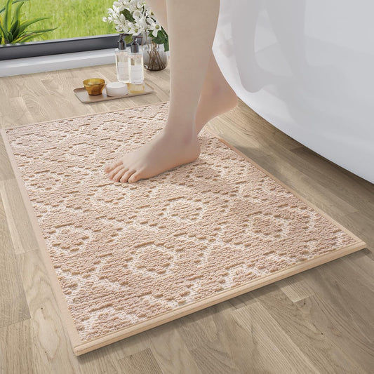 Bathroom Rugs Non Slip, Super Absorbent Quick Dry Bath Mat, Rubber Backing Ultra Thin Bathroom Mats Fit Under Door Bathroom Floor Bathtub Shower