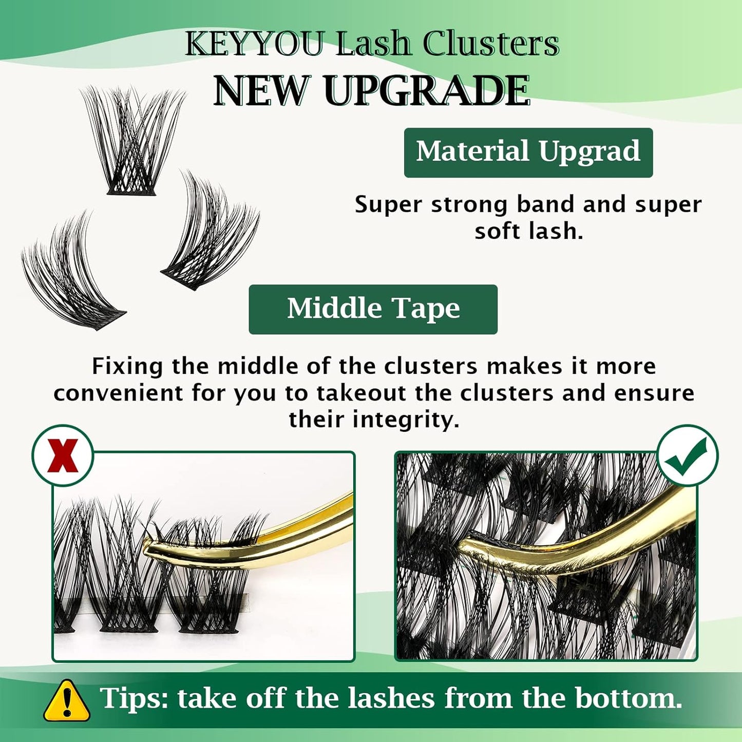 Lash Clusters 96pcs Individual Lashes Y01 C Curl 18mm Cluster Lashes KEYYOU Volume Wispy Lash Extension Soft&Comfortable Easy DIY at Home(Y01,C-18mm)