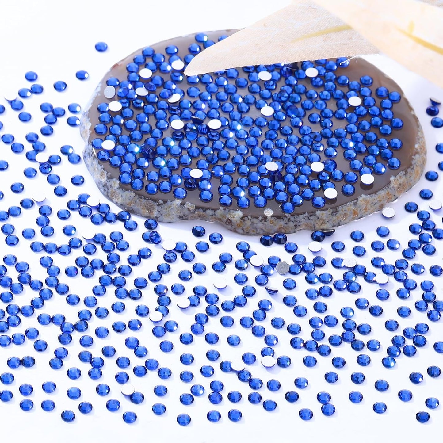 Sapphire Flatback Rhinestones, Glass Rhinestones for Nail Art and Craft, Glue Fix, Loose Crystal Gemstones(Blue, SS8, 2880pcs, 2.3-2.5mm)