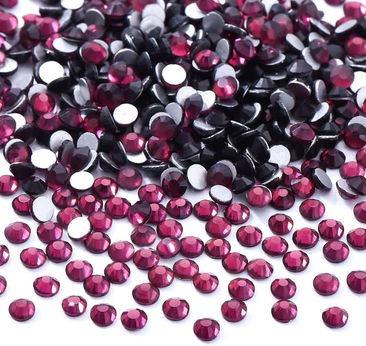 Purple Flatback Rhinestones, Glass Rhinestones for Nail Art and Craft, Glue Fix, Loose Crystal Gemstones(Purple, SS4, 2880pcs, 1.5-1.7mm)