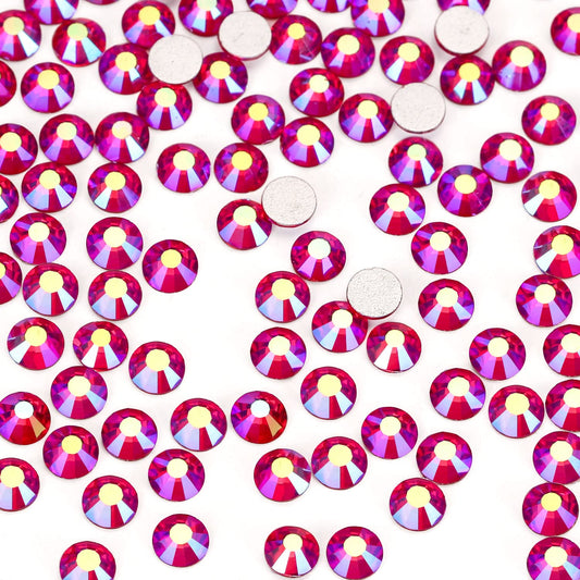 1440Pcs Red Ab Crystal Rhinestones,Glass Flatback Rhinestones Gemstones for Nail Face Makeup Art Crafts Clothes Decoration -(SS12,3.0mm,Red Ab)