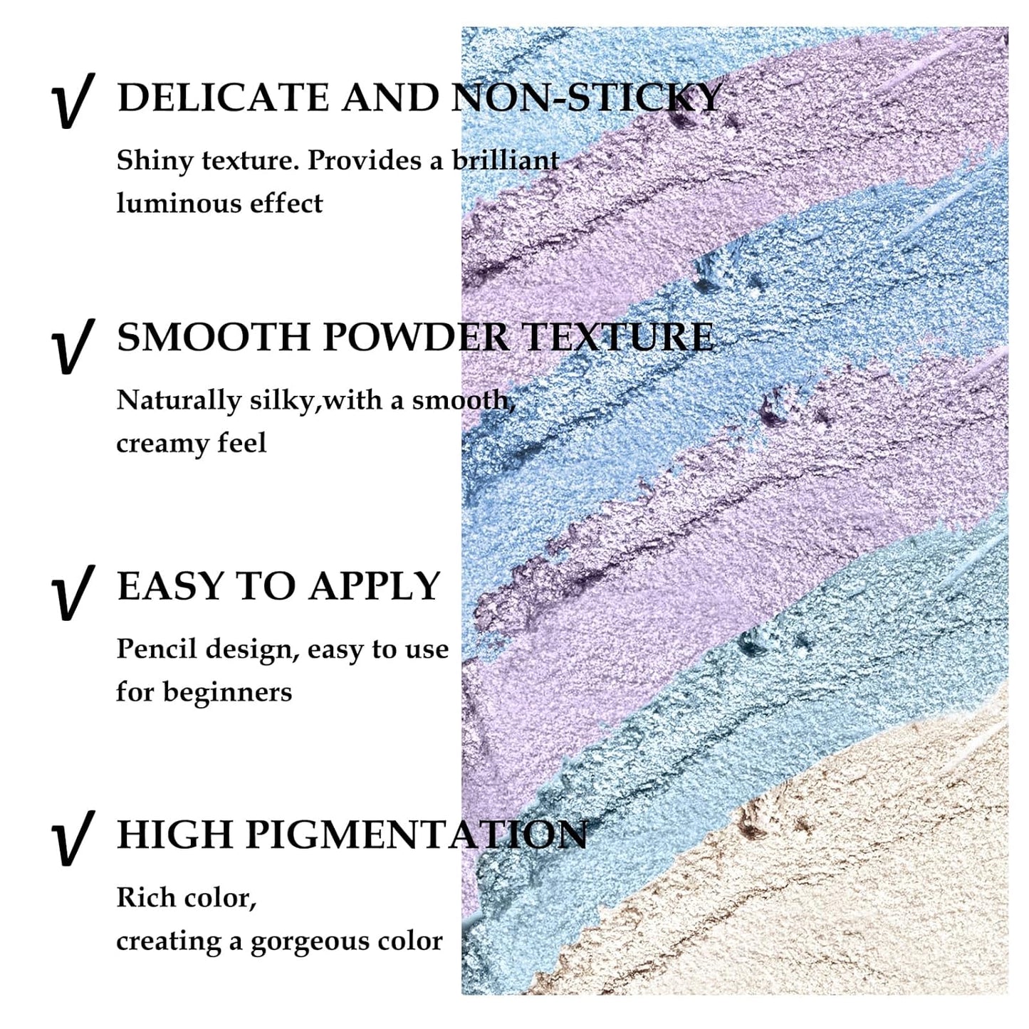 Boobeen 6PCS Cream Eyeshadow Sticks - Waterproof Eyeshadow Pencil Crayons - Eye Brightener Stick Shimmer Pens - Create Glitter Eye Makeup - Easy to Use