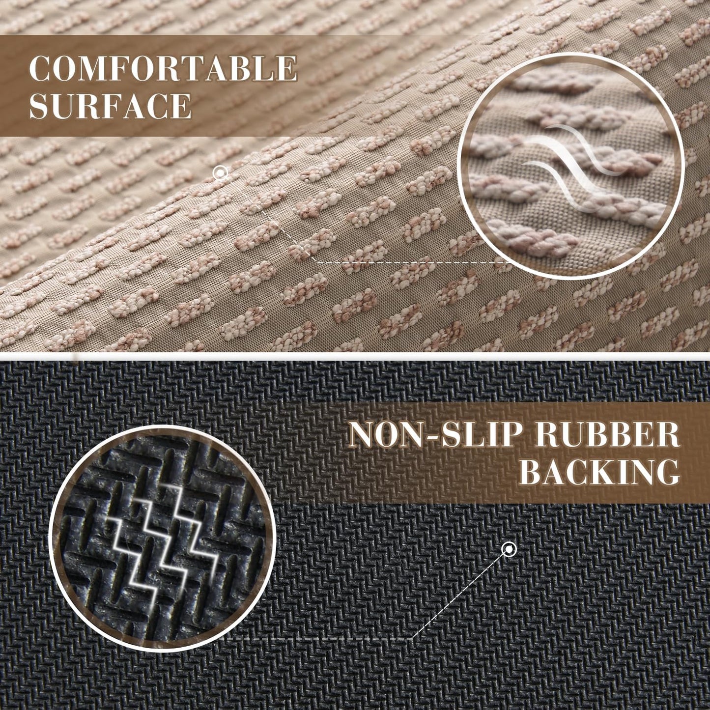 RESARE Non Slip Bath Mat - Machine Washable Bathroom Rugs, Super Absorbent Bath Mat Quick Dry Bathroom Mat, Bath Rugs Ultra Soft Rugs for Bathroom Floor, 24"x35" Beige