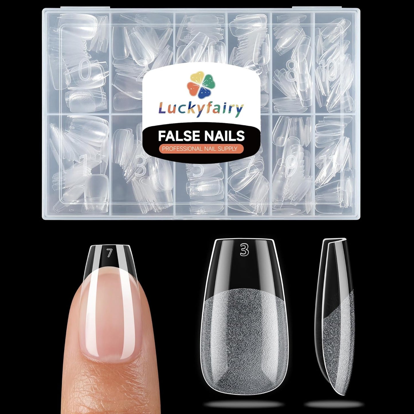 Short Coffin Nails Tips: Soft Gel Pre-Shaped Acrylic Nail Tips Coffin 360pcs Fake Nails Half Matte Full Cover Clear Press on False Acrylic Nails for Nail Extension Home DIY 12 Sizes
