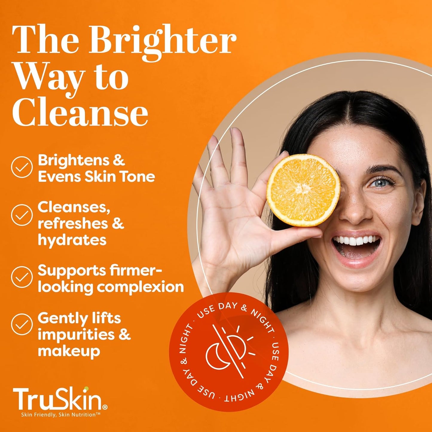 TruSkin Vitamin C Cleanser for Face - Brightening Face Wash with Vitamins C & E, Rosehip Oil, Aloe Vera and MSM - Deep Clean and Refresh for Radiant, Healthy-Looking Skin, 5 fl oz