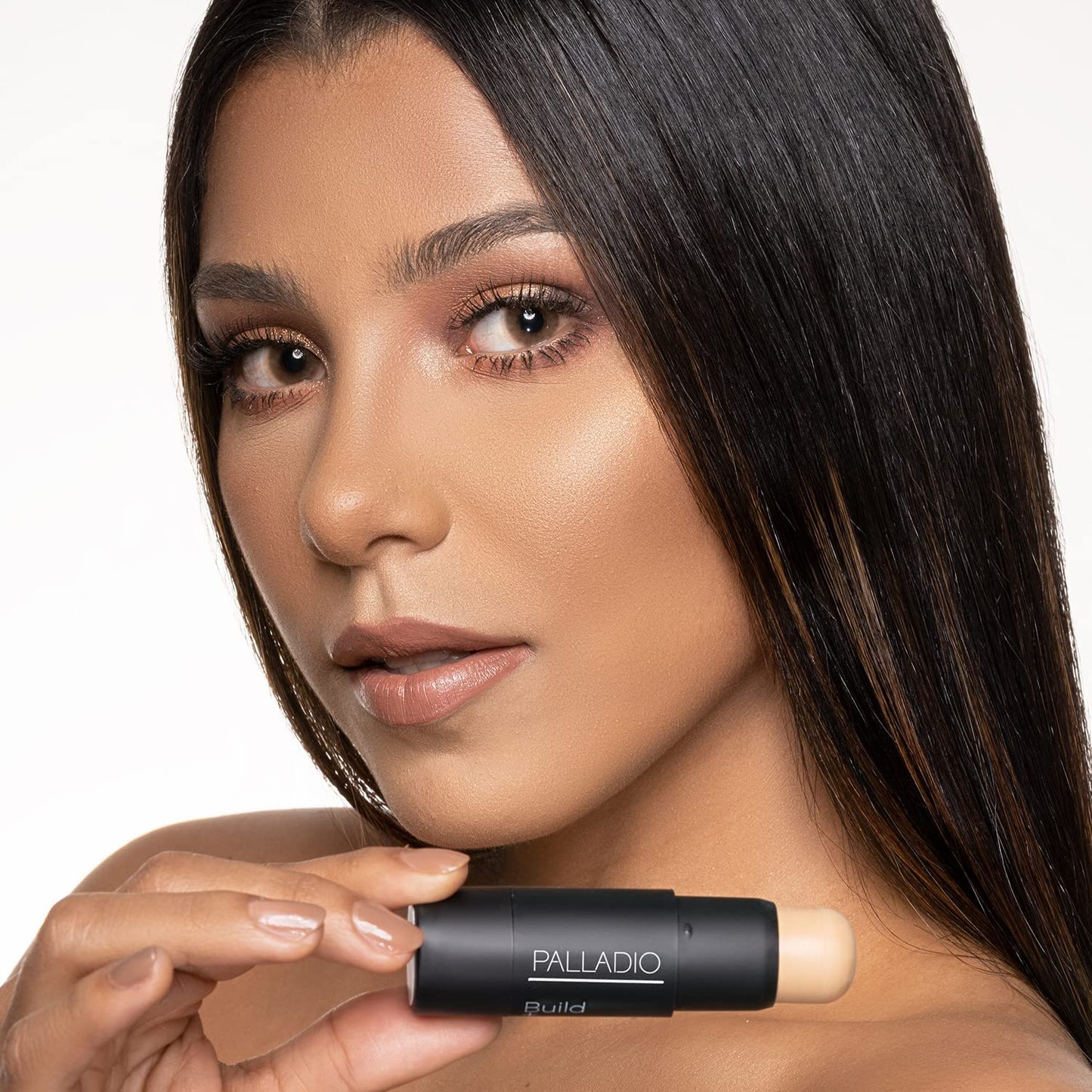 Palladio BUILD & BLEND Foundation Stick, Medium Coverage Buildable Contour Stick for Face, Ultra Blendable Creamy Formula for a Natural Shine Free Finish, Natural Beige