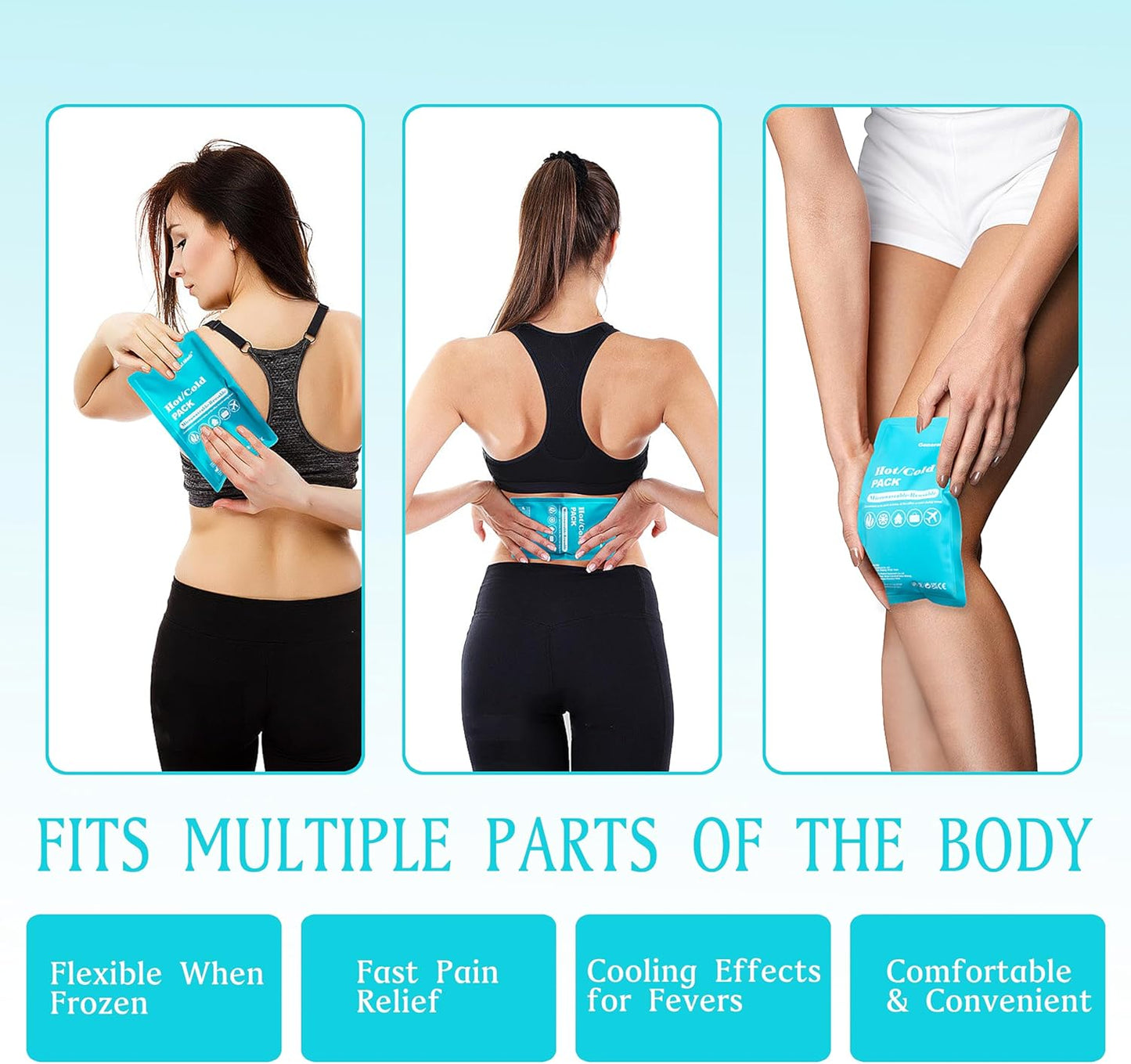 General Medi Hot & Cold Reusable Gel Pack Compress Wrap - Pack of 3 - Great for Migraine Relief, Sprains, Muscle Pain, Bruises, Injuries