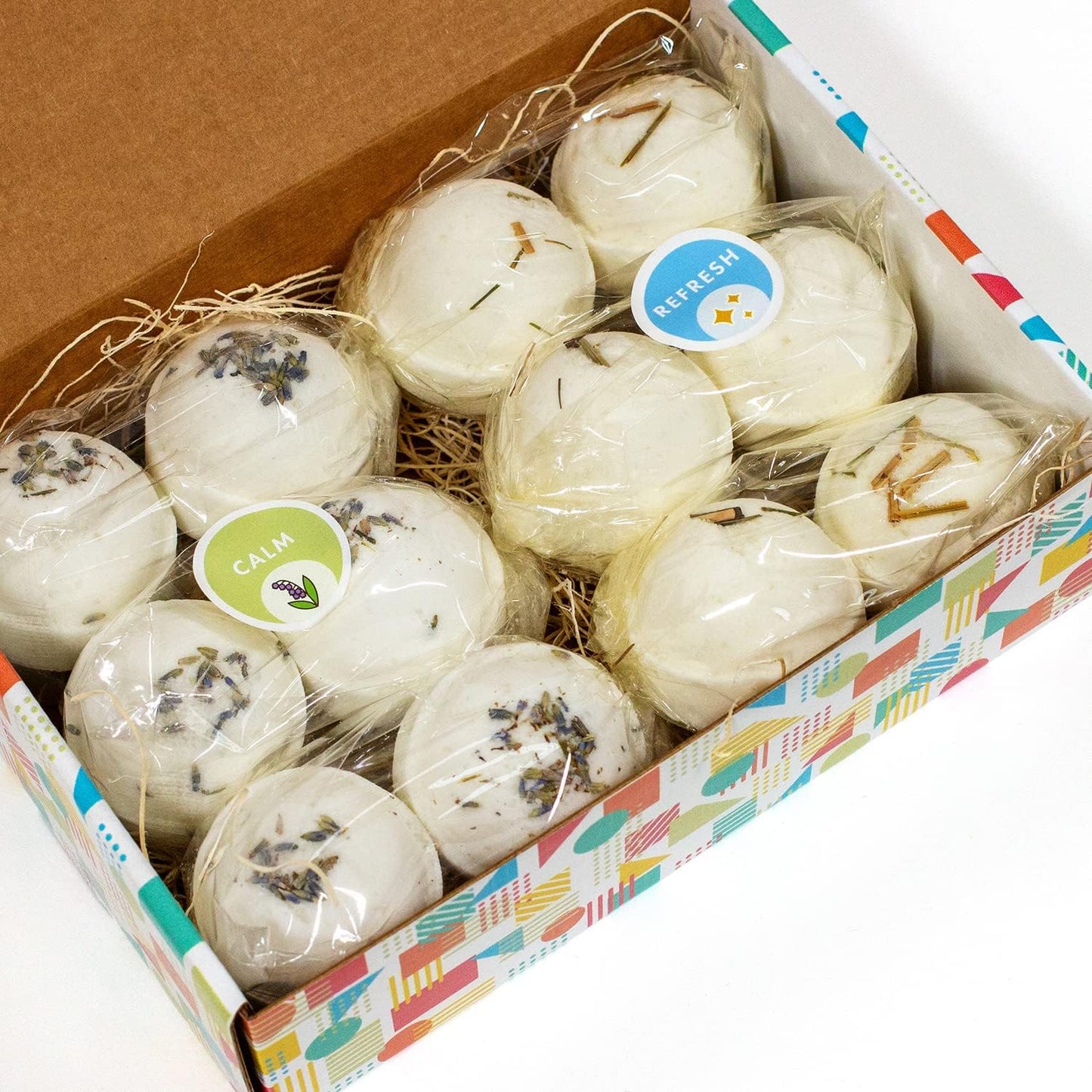 Variety Pack Bath Bombs, Color-Free Calm and Refresh Scents, 2.5 oz, Support Refugee Employment in The USA