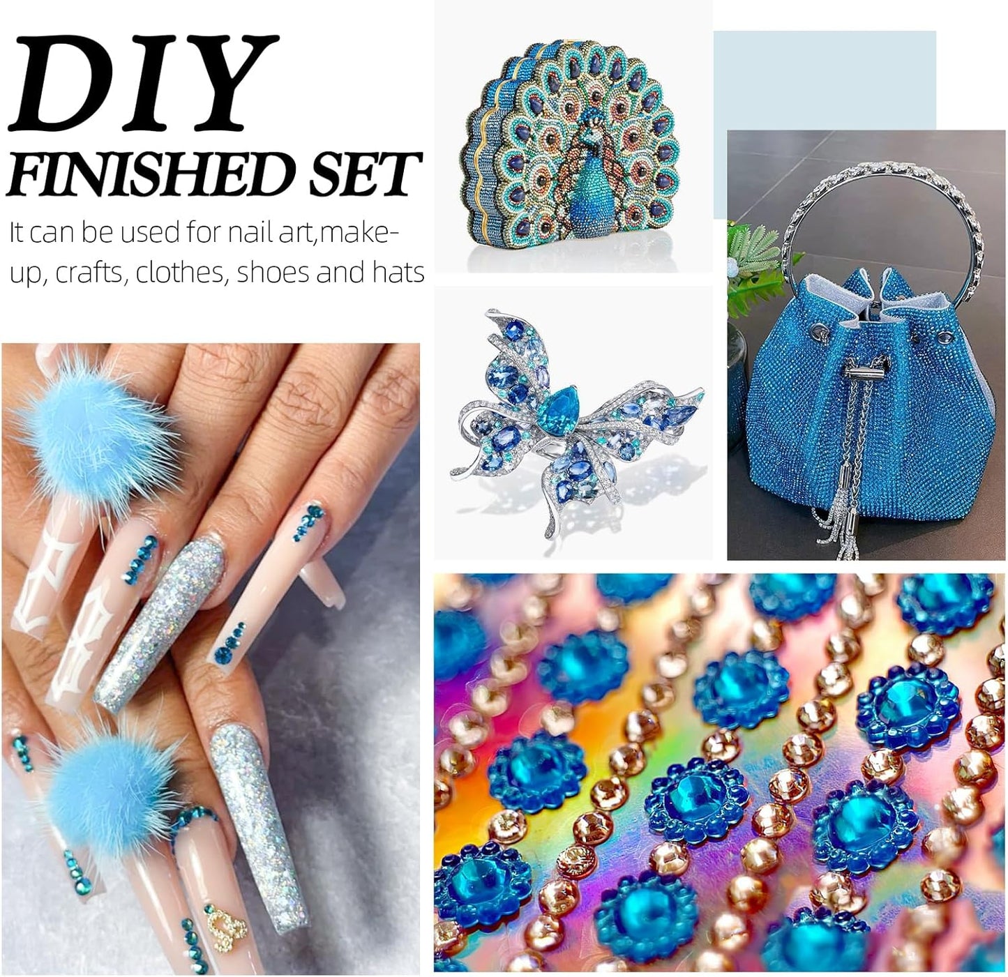 Malachite Blue Flatback Rhinestones, Glass Rhinestones for Nail Art and Craft, Glue Fix, Loose Crystal Gemstones(Malachite Blue, SS12, 2880pcs, 2.9-3.0mm)