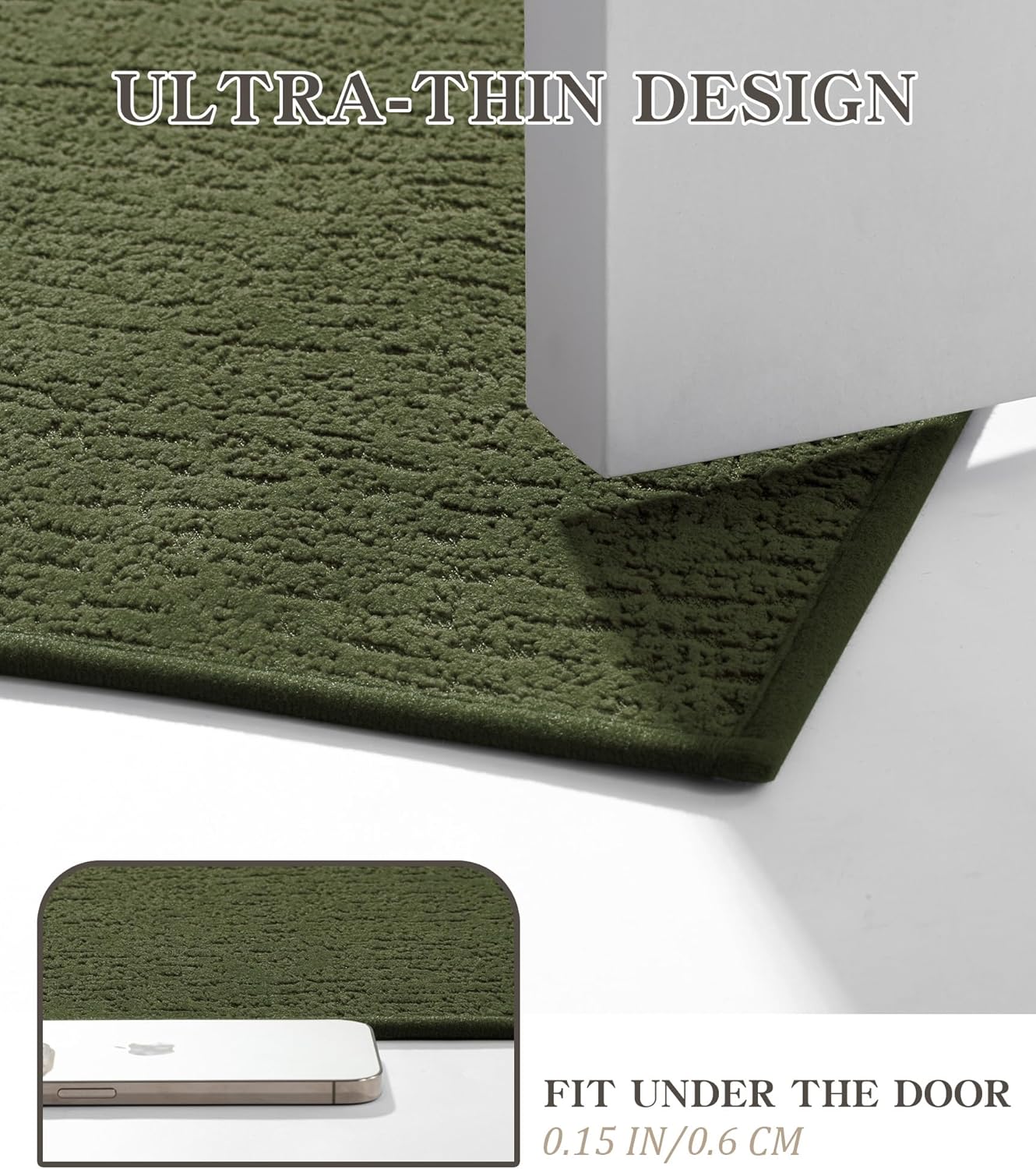 chakme Bathroom Rug Sets 2 Piece, Ultra Thin Bath Mat Quick Dry Bath Mat Set, Absorbent Bath Mat for Bathroom Non Slip Machine Washable, (Dark Green, 2 Piece)